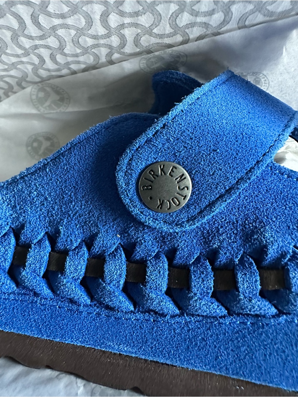 Sz 46/M13 Kith x Birkenstock Men’s Blue Suede Boston Woven Sandals - Picture 10 of 10